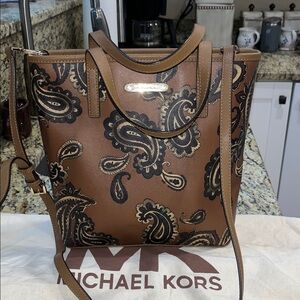 Michael Kors Brown Paisley Tote Bag